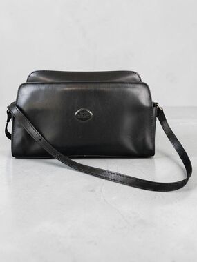Vintage The Trend Black Leather Crossbody Bag Made in Italy